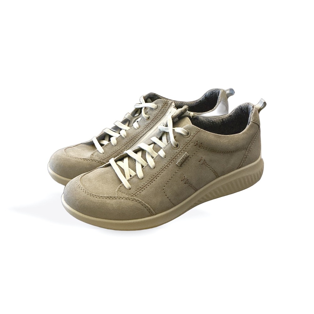 Jomos Aircomfort JoTex Suede Comfort Sneakers Taupe Side Zip Womens EU 39
